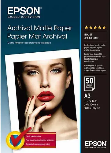 Epson Archival Matte Paper, DIN A3+, 192g/m2, 50 Arkuszy (C13S041340)