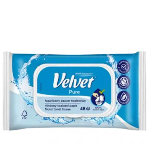VELVET Papier toaletowy nawilżany PURE, 48 szt
