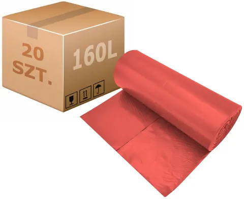 Worki na odpady medyczne/śmieci czerwone 160L - 200 szt.