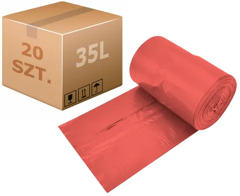 Worki na odpady medyczne/śmieci czerwone 35L - 1000 szt.