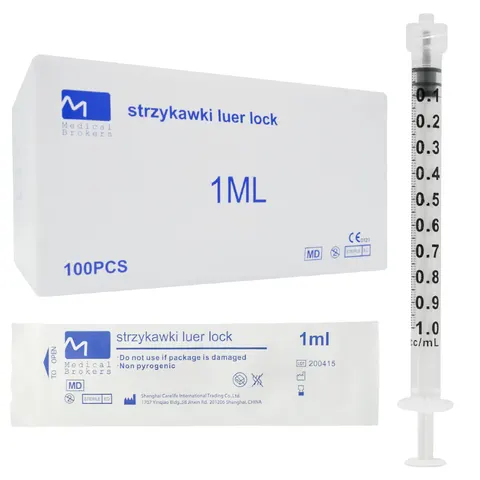 Strzykawki 3-częściowe Medical Brokers 1ml Luer Lock - 100 szt.