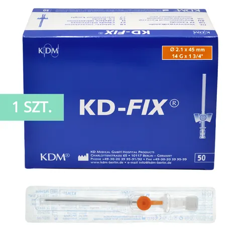 KD-FIX® Kaniula dożylna - wenflon 2.1 x 45 mm 14G POMARAŃCZOWY - 1 szt.