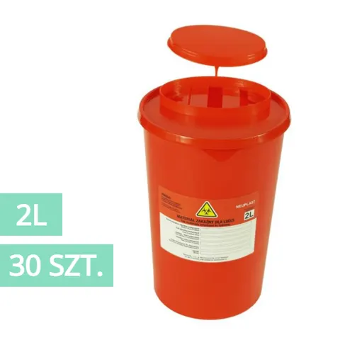 Pojemnik na odpady medyczne 2L czerwony NEUPLAST - 30 szt.