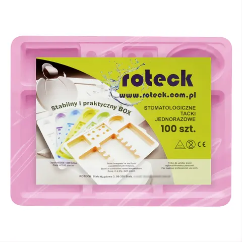 Tacki stomatologiczne jednorazowe ROTECK różowe - 100 szt.