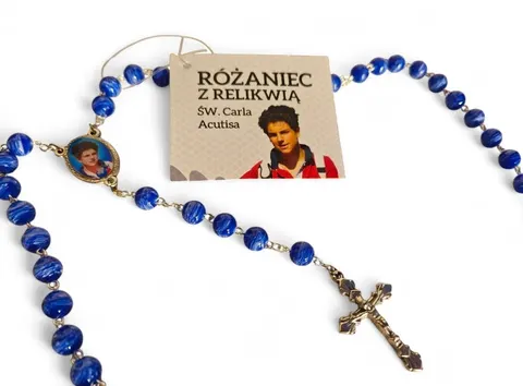 Różaniec z relikwią Świętego Carlo Acutis