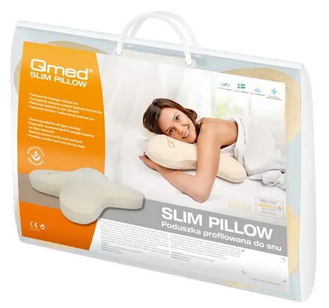 Duża MIĘKKA Poduszka ortopedyczna z pianki leniwej do spania (Qmed Slim pillow)