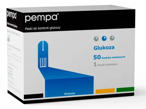 Paski do kontroli glukozy we krwi - 50 pasków testowych Pempa