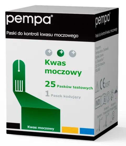 Paski do kontroli kwasu moczowego - 25 pasków testowych Pempa