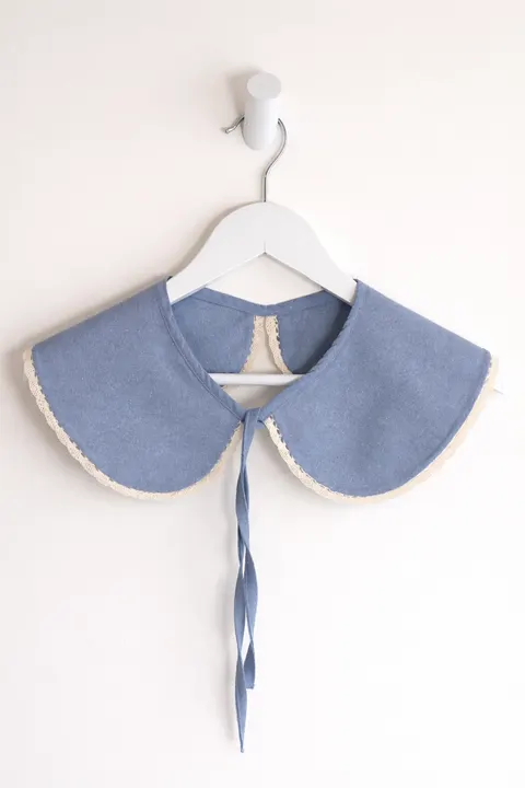 Jedwabny kołnierzyk z koronką, BABY BLUE