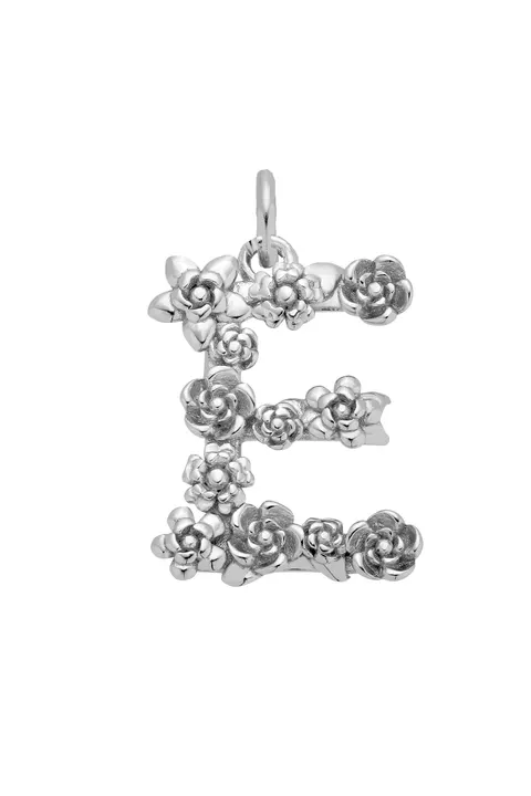 E Blossom Letter Silver Pendant