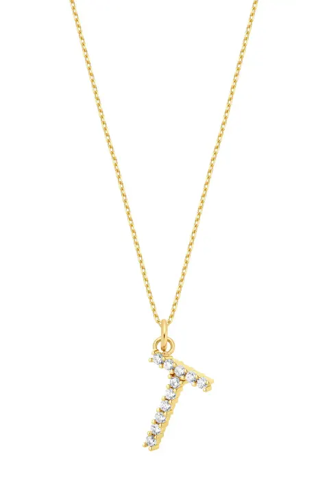 Naszyjnik T Sparkle Letter Gold