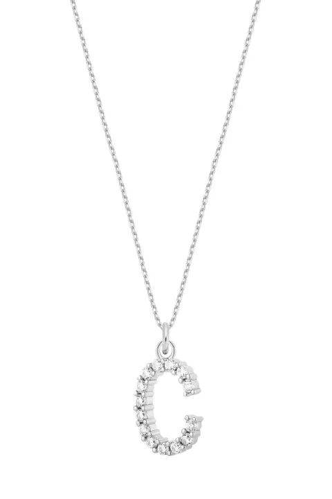 Naszyjnik C Sparkle Letter Silver
