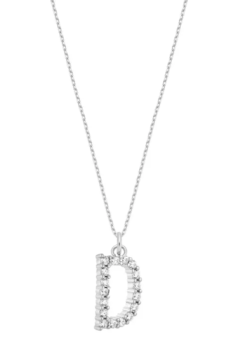 Naszyjnik D Sparkle Letter Silver