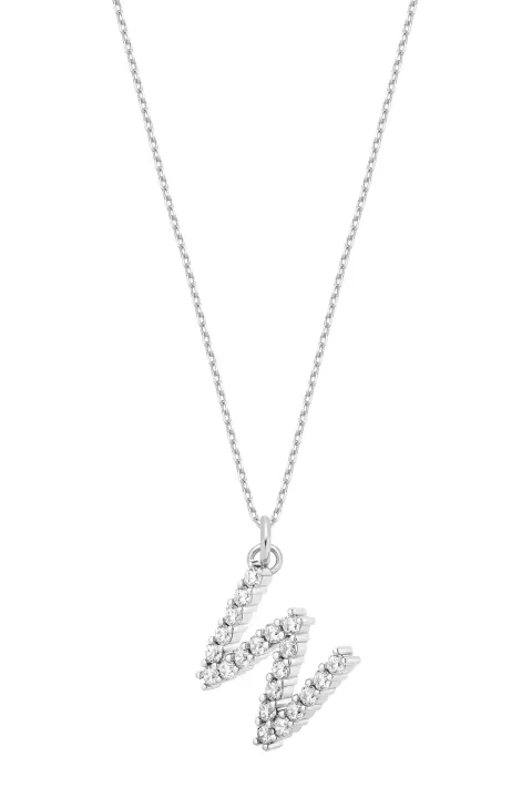 Naszyjnik W Sparkle Letter Silver