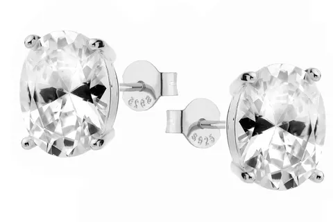 Kolczyki owalne duże z cyrkonią Chic Silver