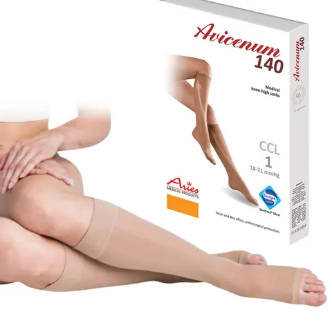 Podkolanówki kompresyjne w pierwszej klasie ucisku - otwarte palce (Avicenum 140 soft Otwarte Palce)