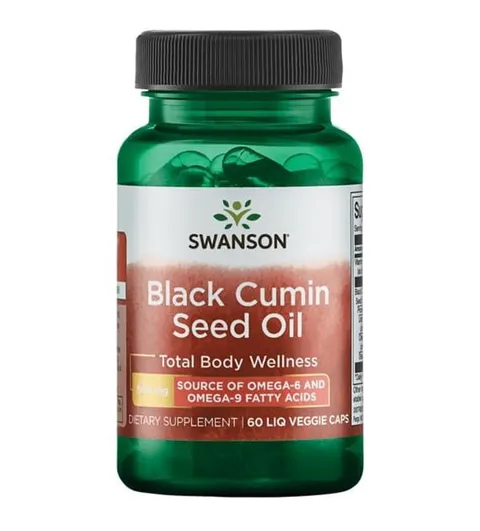 Olej z nasion czarnego kminu 500mg Black Cumin Seed Oil czarnuszka witamina E 60 kapsułek SWANSON