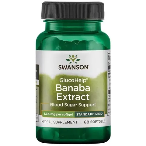 Swanson GlucoHelp (Ekstrakt z Liści Banaba) 1.33mg - (60 kap)