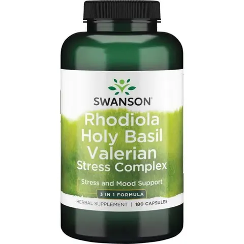 Swanson Stress Complex Rhodiola (Różeniec) Bazylia Waleriana - (180 kap)