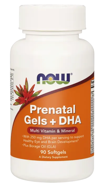 NOW Foods Prenatal Gels + DHA – Multiwitaminy i Minerały (90 kap)