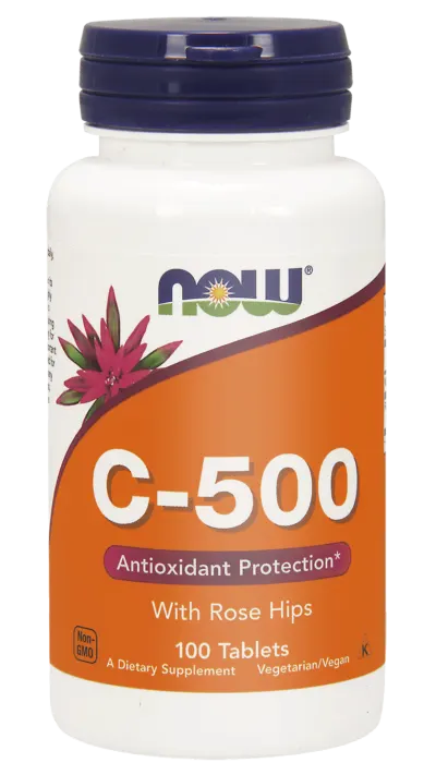 NOW Foods Witamina C-500 Z owocem dzikiej róży (100 tab)