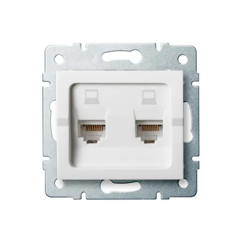 LOGI 02-1420-002 Gniazdo komputerowe 2xRJ45 Cat 6 BIAŁE