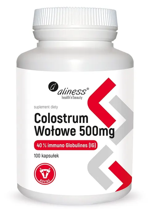 Aliness Colostrum Wołowe IG 40% 500 mg (100 kap)