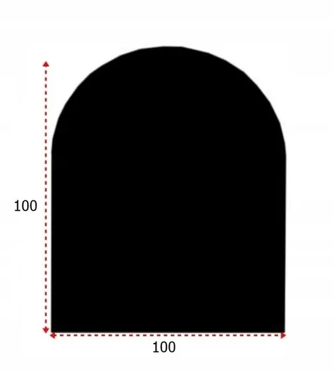 Szyba Hartowana pod kominek Czarna 100x100 Łuk