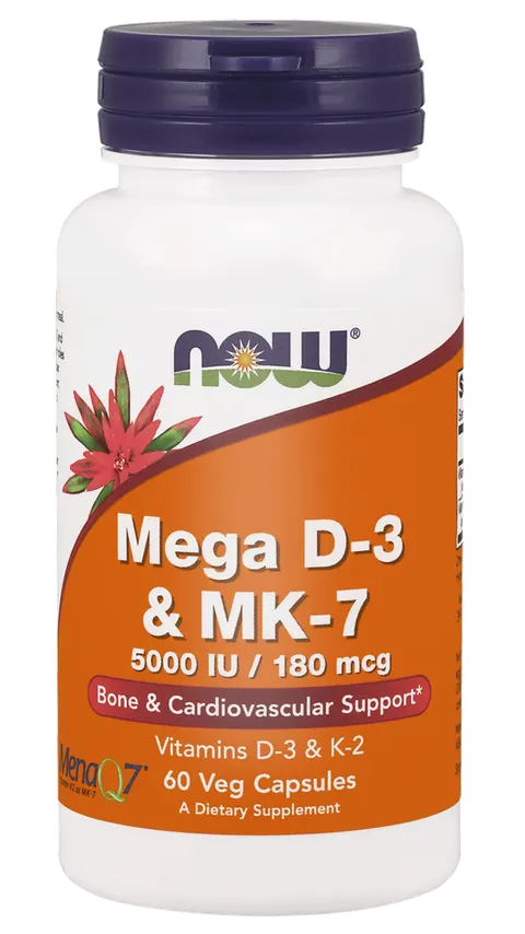 NOW Foods Mega D3 5000 &k2 MK7(60 kap)