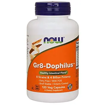 NOW Foods Gr8 Dophilus Probiotyk 8 szczepów (120 kap) data 28.02.2027