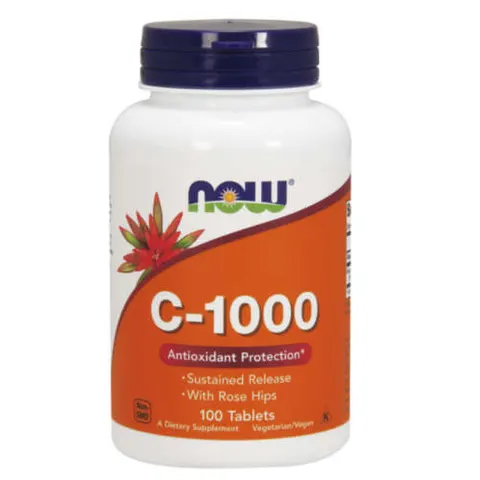 NOW Foods Witamina C z dziką różą 1000 mg (powolne uwalnianie )(100 tab)