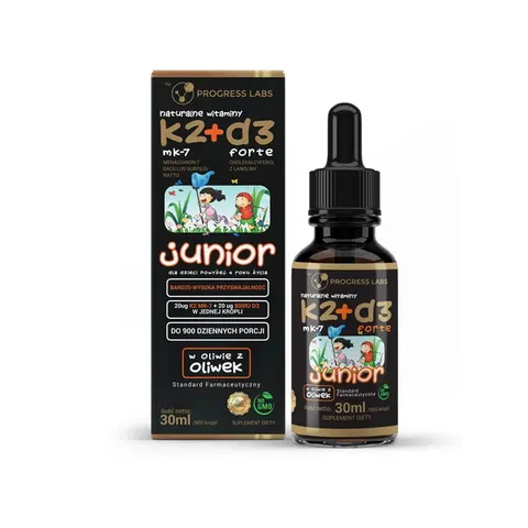 Progress Labs Witamina K2 MK-7 + D3 Forte w kroplach dla dzieci (30ml)