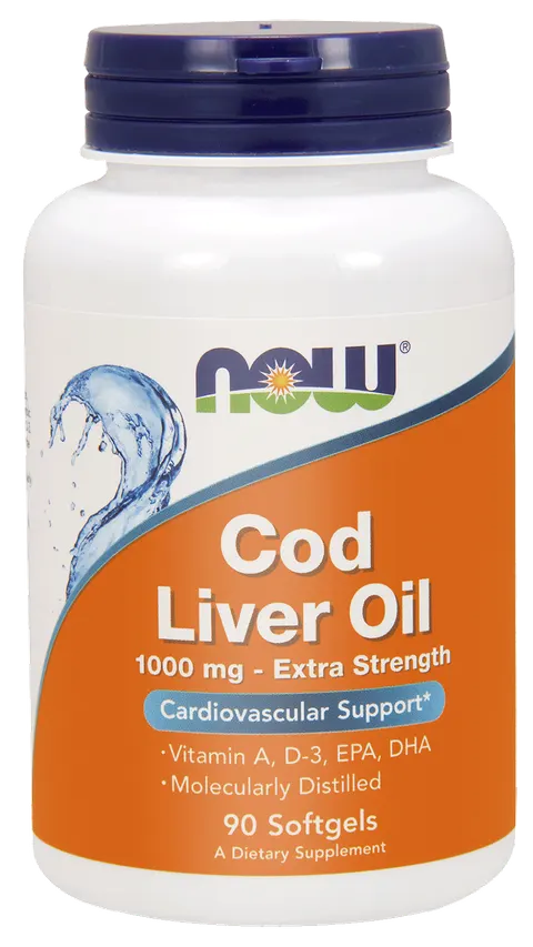 NOW FOODS Cod Liver Oil Extra Strength - Tran 1000 mg (90 kaps.)