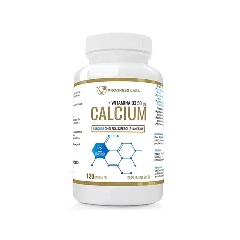 Progress Labs Calcium Wapń 1000mg Witamina D3 50mcg (120 kap)