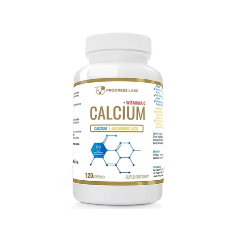Progress Labs Calcium Wapń 800mg, Witamina C 200mg ( 120 kap)