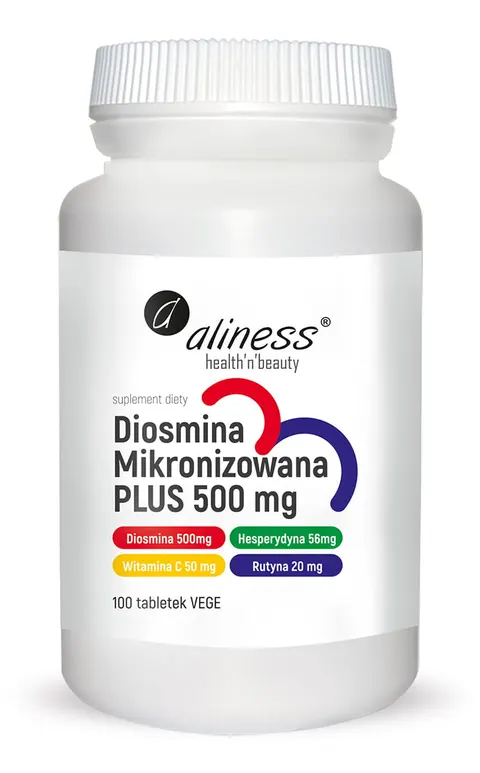 Aliness Diosmina mikronizowana PLUS 500 mg 100 tabletek - Naczynia Krwionośne Walka z Żylakami
