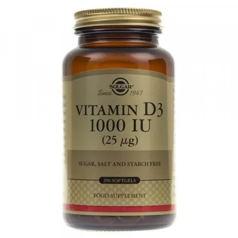 SOLGAR Witamina D3 1000 IU 25 mcg (250 kaps.)