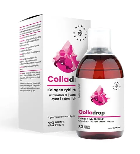 Aura Herbals Colladrop - Kolagen rybi NatiCol® + Wit. C płyn (500ml)