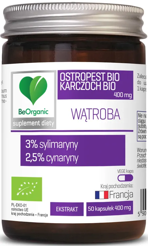 Aliness BeOrganic Ostropest BIO 3% + Karczoch BIO 2.5% - 400mg ( 50 kap)