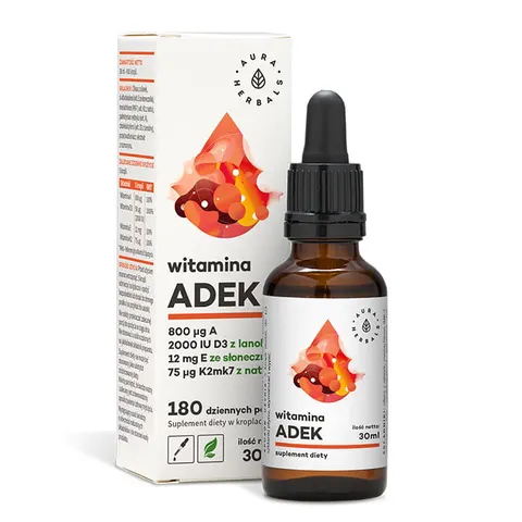 Aura Herbals ADEK Witamina A + D3 (2000IU) + E + K2mk7 - krople (30ml)
