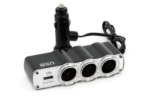 GNIAZDO ZAPALNICZKI ROZDZIELACZ 3+1 USB PRZEWÓD