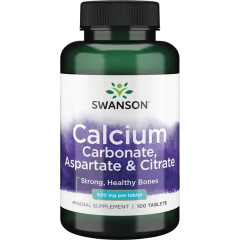 Swanson Calcium Carbonate Aspartate & Citrate 500mg (100tab)