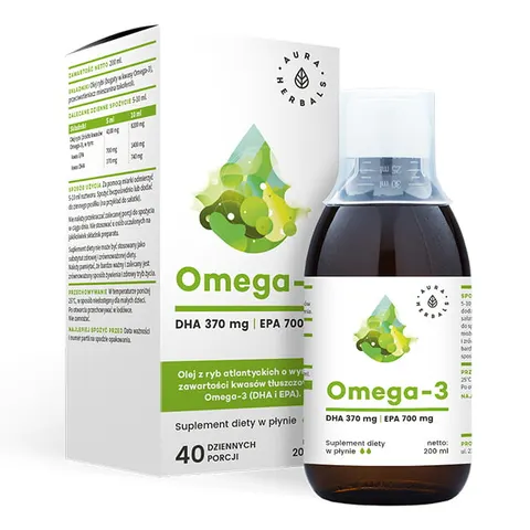 AURA HERBALS Omega-3 (370 DHA i 700 EPA) w płynie (200 ml)