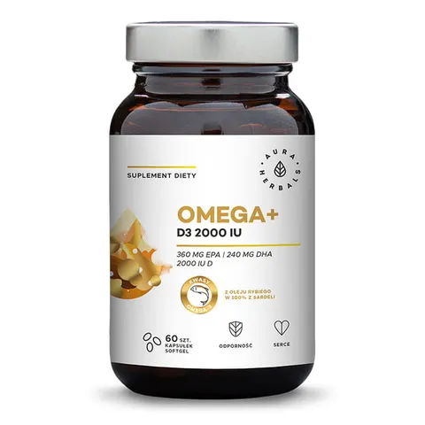 Aura Herbals Omega + Witamina D3 2000 IU (60kap)