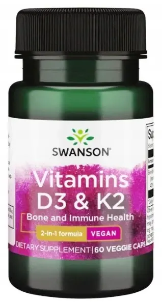 Swanson Witamina D3K2 - 2000 IU & 75 mcg (60kap) Witamina d3 2000