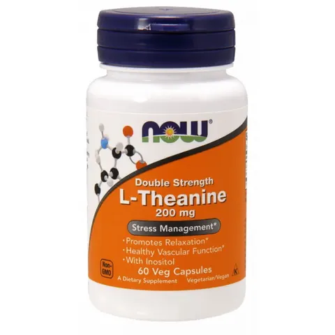 NOW FOODS L-Theanine + Inositol 200mg, 60kaps. - L-Teanina + Inozytol
