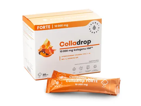 Colladrop Forte Hydrolizowany Kolagen morski 10000 mg typu I i III AURA HERBALS (30 saszetek)