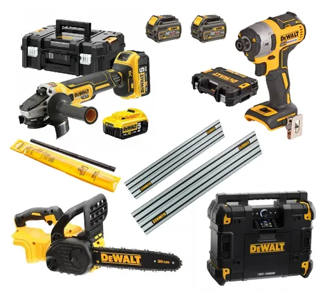 Zestaw COMBO 18/54V (DCG405, DCF877, DCM575m 2x szyna, radio) DEWALT
