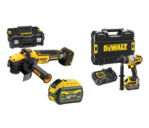 Zestaw Combo Wkrętarka DCD999 + Szlifierka DCG409VS + 2 × 6,0Ah 54V DEWALT