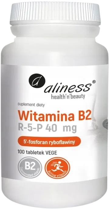 Aliness Witamina B2 R-5-P (ryboflawina) 40mg 100 tabletek VEGE - Wzrok Metabolizm Energetyczny i Układ Nerwowy